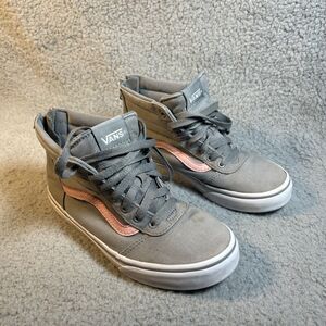 Vans Kids Shoes Sneakers Girls Skateboard High Shoes Gray w/Pink Mssy 3 UK 2.5